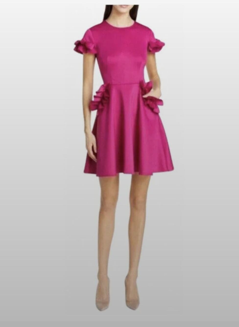 Ted Baker Luuciee Ruffle-Trimmed Dress Fuschia Pink Size 0